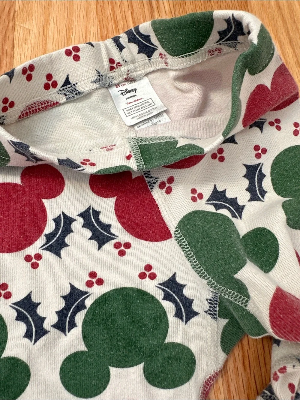 Hanna Andersson Holiday Mickey Mouse Long John Pajama Set - Red & Green 2T